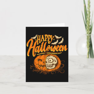Half Pumpkin Skull Halloween Horror Spooky Night Card