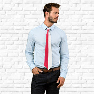 Half Red and Half White Colorblock Tie