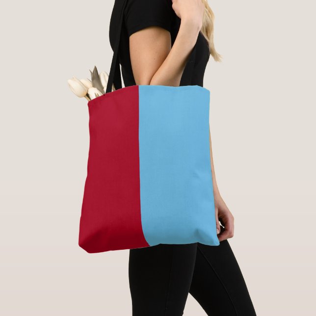 Half Red Half  Blue Tote Bag (Close Up)