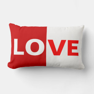 half red/ half white love lumbar cushion