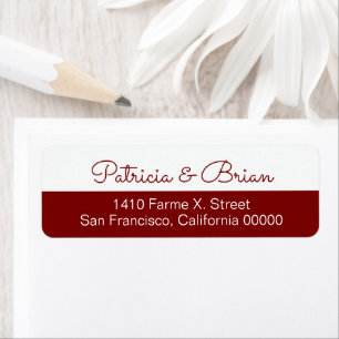 Half red modern address label with couple names return address label