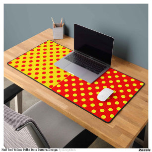 Half Red Yellow Polka Dots Pattern Design Desk Mat