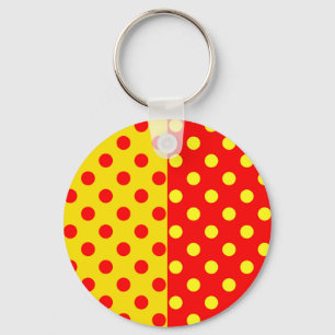 Half Red Yellow Polka Dots Pattern Design  Key Ring