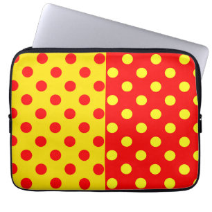 Half Red Yellow Polka Dots Pattern Design Laptop Sleeve