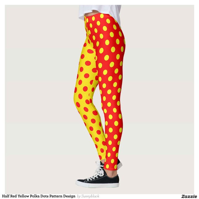 Half Red Yellow Polka Dots Pattern Design  Leggings (Creator Uploaded)
