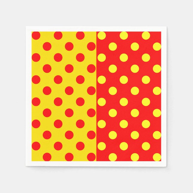 Half Red Yellow Polka Dots Pattern Design  Napkin (Front)