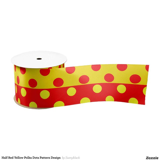 Half Red Yellow Polka Dots Pattern Design  Satin Ribbon (Creator Uploaded)