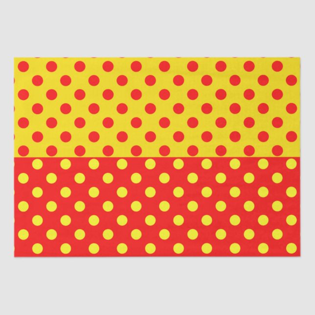 Half Red Yellow Polka Dots Pattern Design  Tissue Paper (Front)