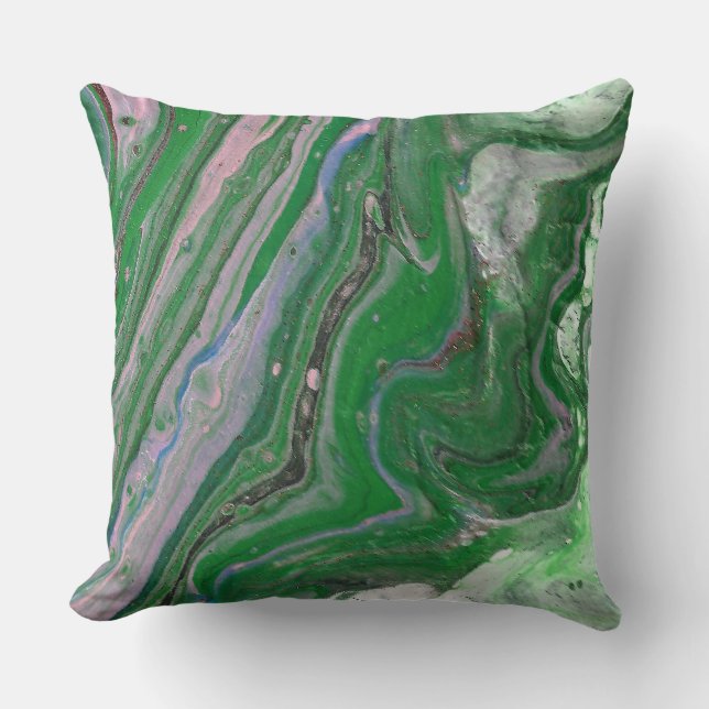 Half Ring Green Fluffy Abstract Accent Pillow (Front)