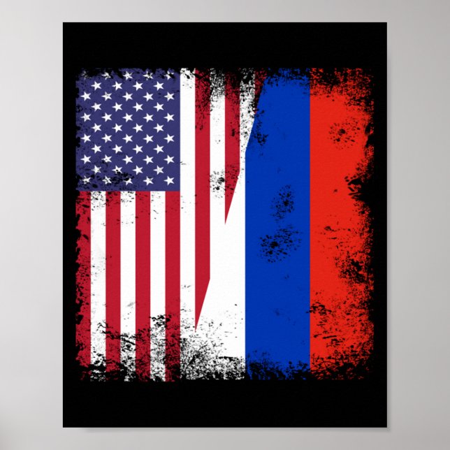 Half Russian Flag Poster (Front)