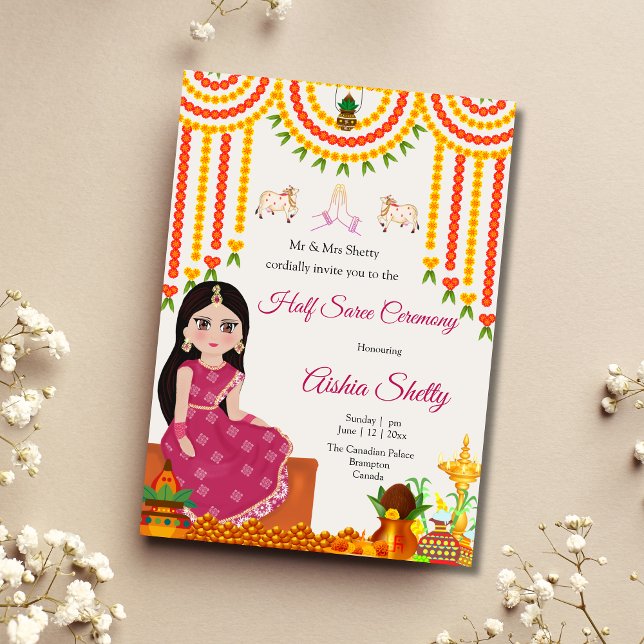 Half saree invitation Half sari invite (Creator Uploaded)