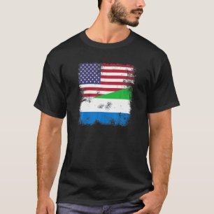 Half Sierra Leonean Flag Vintage USA Gift T-Shirt