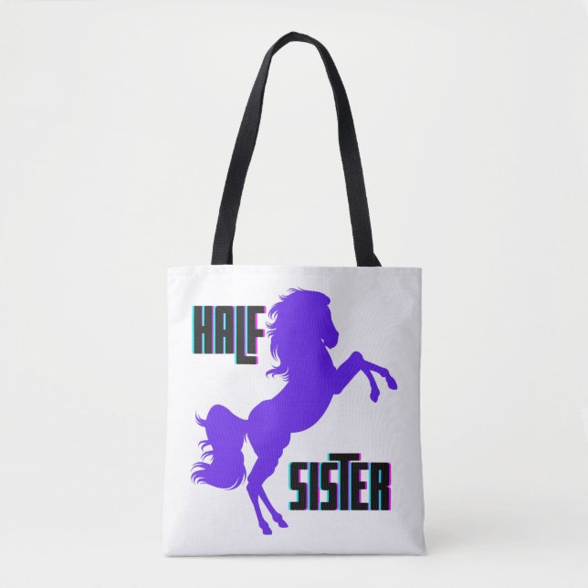 Half Sister Purple Pony Sibling Tote Bag (Front)