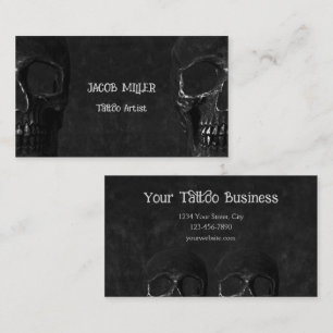 Half Skull Gothic Black And White Tattoo Artist Business Card