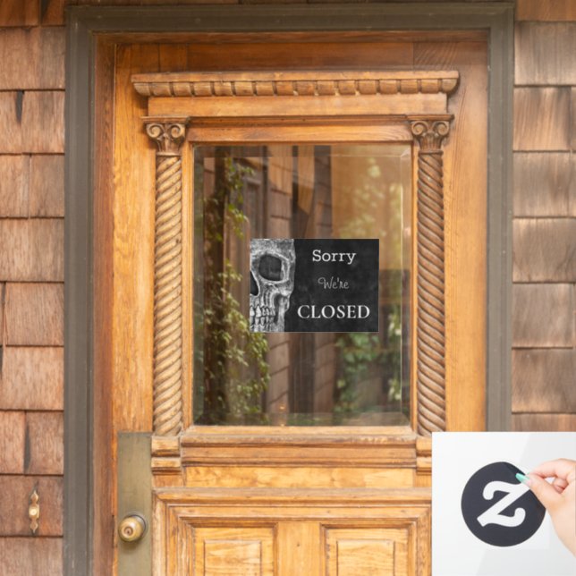 Half Skull Gothic Black White Tattoo Shop Closed (Home Door)