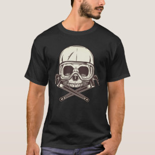 Half skull in glasses with construction wrench T-Shirt
