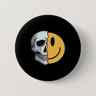 Half Skull Smile Face Rave Skeleton 70s 80s 90s Ta 6 Cm Round Badge