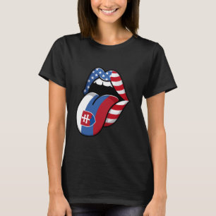 Half Slovak Half American Funny USA Slovakia Flag T-Shirt