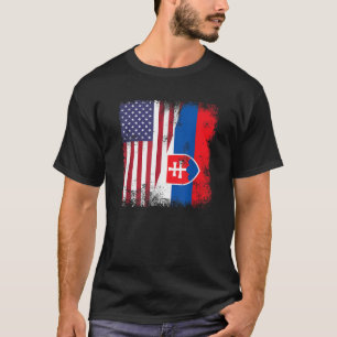 Half Slovak Slovakian Flag Vintage Slovakia USA Gi T-Shirt