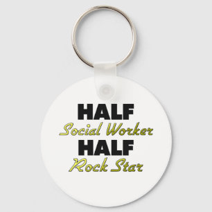 Half Social Worker Half Rock Star Key Ring