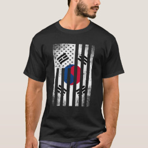Half South Korean Flag Vintage American Inside Me  T-Shirt
