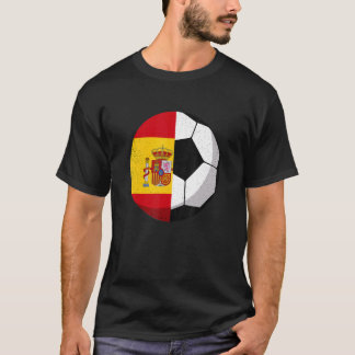 Half Spain Flag Half Football Soccer Futbol T-Shirt