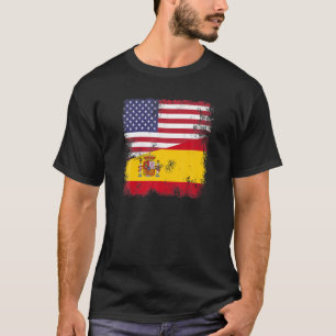 Half Spanish Flag Vintage Spain USA Gift T-Shirt