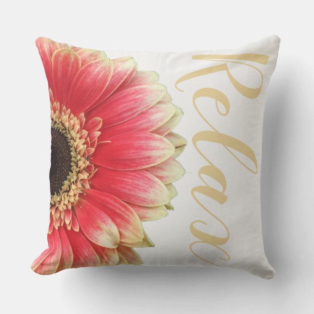 Half Sunflower Relax Throw Pillow (Front)