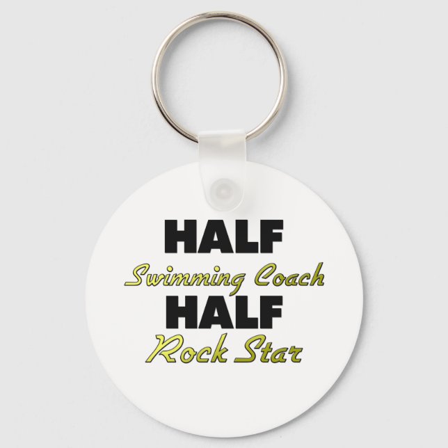 Half Swimming Coach Half Rock Star Key Ring (Front)
