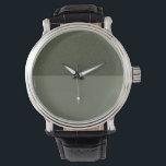 Half Texture Moss Watch – Customisable Style<br><div class="desc">This half-and-half moss green watch blends sophistication with subtle texture. The top half showcases a rich moss green with a delicate noise effect, while the bottom stays smooth and sleek — a perfect visual balance between raw and refined. The minimalist dial is free of numbers or logos, giving full attention...</div>