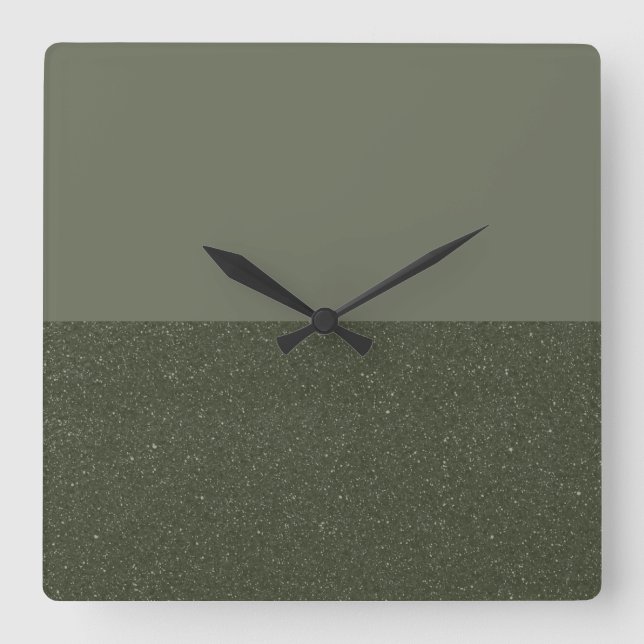 Half Textured Moss Green Wall Clock (Front)