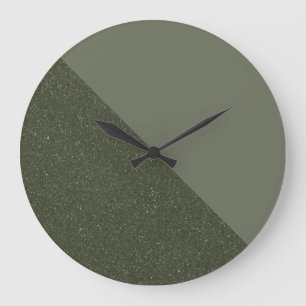 Half Textured Moss Green Wall Clock