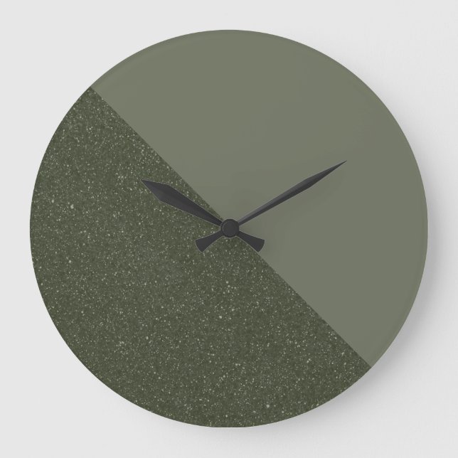 Half Textured Moss Green Wall Clock (Front)