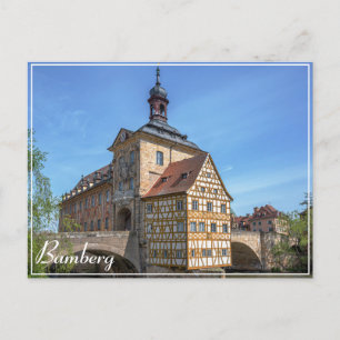 Half-timbered house and bridge in Bamberg, Germany Postcard