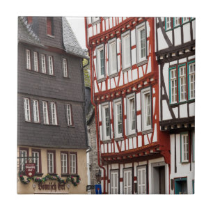 Half-timbered Town Buildings Ceramic Tile