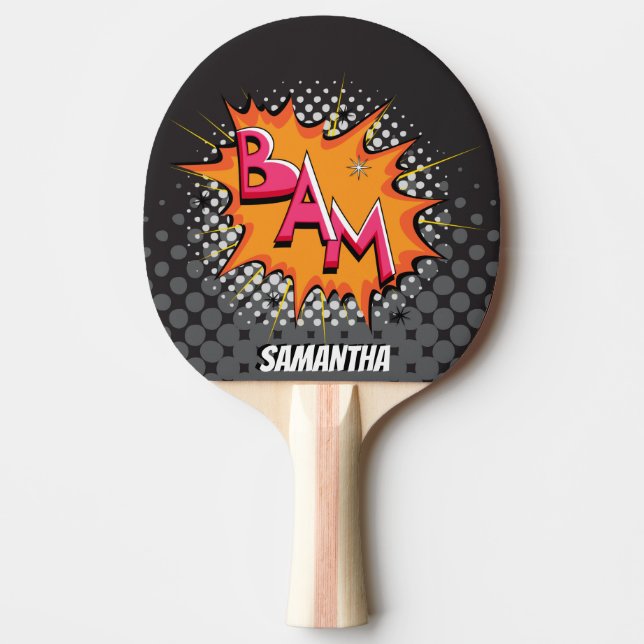 Half Tone BAM! Superhero Personalised Paddle (Front)