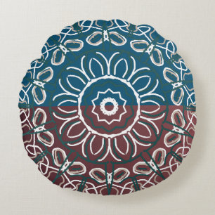 Half Toned Trendy Blue Mauve Laced Design Wrappin Round Cushion