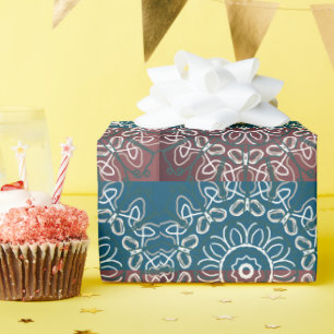 Half Toned Trendy Blue Mauve Laced  Design Wrappin Wrapping Paper