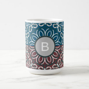 Half Toned Trendy Blue Mauve Laced Monogram Coffee Mug