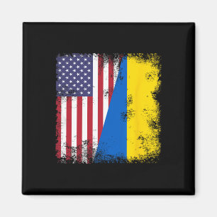 Half Ukrainian Flag Vintage Ukraine Usa Gift Magnet