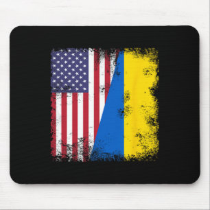 Half Ukrainian Flag Vintage Ukraine Usa Gift Mouse Pad