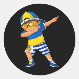 Half Ukrainian Uruguayan Boy Ukraine Uruguay Flag Classic Round Sticker