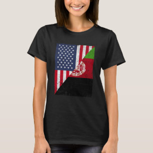 Half USA Flag Half Afghanistan Flag American Afgha T-Shirt