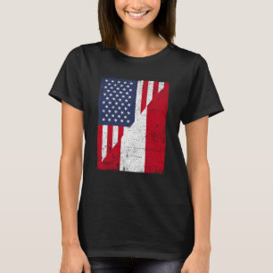 Half USA Flag Half Austria Flag American Austrian T-Shirt