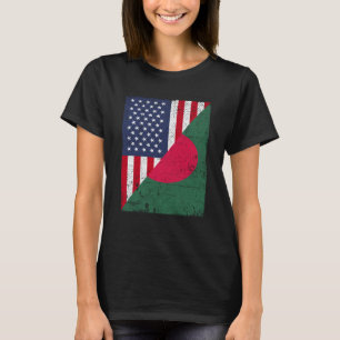 Half USA Flag Half Bangladesh Flag American Bangla T-Shirt