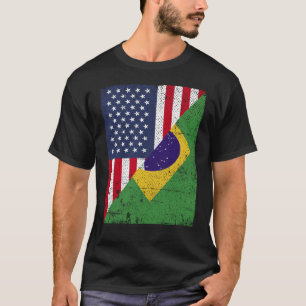 Half USA Flag Half Brazil Flag American Brazilian T-Shirt