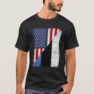 Half USA Flag Half Estonia Flag American Estonian T-Shirt