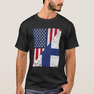 Half USA Flag Half Finland Flag American Finnish T-Shirt