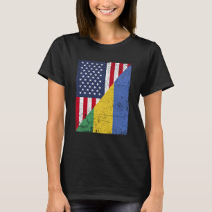 Half USA Flag Half Gabon Flag American Gabonian T-Shirt
