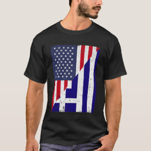 Half USA Flag Half Greece Flag American Greek T-Shirt